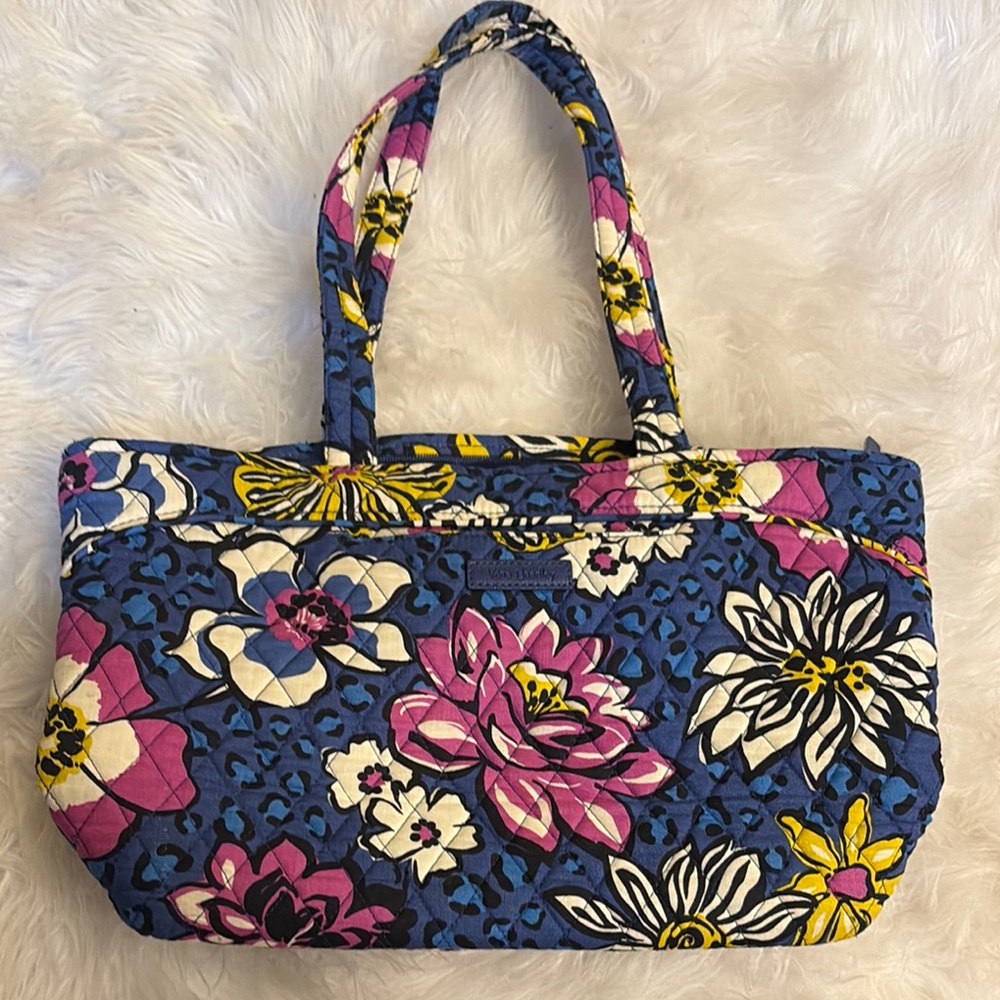 Floral Tote Bag - Blue and Pink